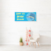 Banderoles Caricature pour voilier espadon anniversaire perso (En situation)