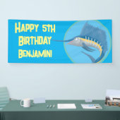 Banderoles Caricature pour voilier espadon anniversaire perso (Salon professionnel)