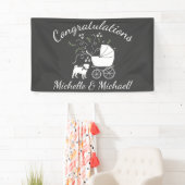 Banderoles Carlin Chien Baby shower Gris Chiot Chien Neutre G (En situation)