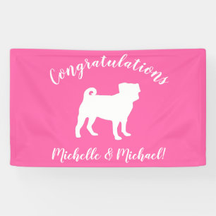 Banderoles Carlin rose Silhouette Baby shower chiot