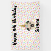 Banderoles Carlin Unicorn Petite fille fête d'anniversaire (Vertical)