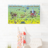 Banderoles Carte de Dallas Fort Worth Texas Cartoon (En situation)