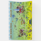 Banderoles Carte de Dallas Fort Worth Texas Cartoon (Vertical)