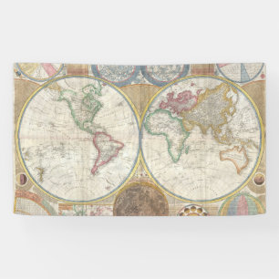 Banderoles Carte de voyage antique vintage Géographie du mond