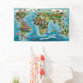 Banderoles Carte du monde des animaux (En situation)