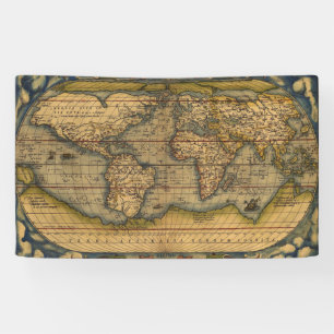 Banderoles Carte du monde d'Ortelius 1570 : Cartographie anti