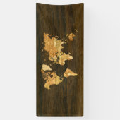 Banderoles Carte en bois du monde (Vertical)