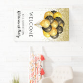 Banderoles Carte Gold Black White Retraite Party (En situation)