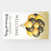 Banderoles Carte Gold Black White Retraite Party (Horizontal)