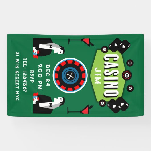 Banderoles Casino Gambling Poker Roulette (Horizontal)