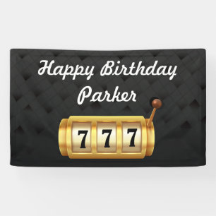 Banderoles Casino Nuit Joyeuse fête d'anniversaire Black Gold