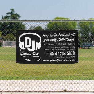 Banderoles Casque DJ noir blanc promotionnel