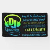 Banderoles Casques DJ bleu vert bleu sur noir promotionnel (Horizontal)
