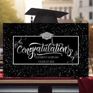 Banderoles Casquette de diplômé SilverGlitter, Confettis Noi