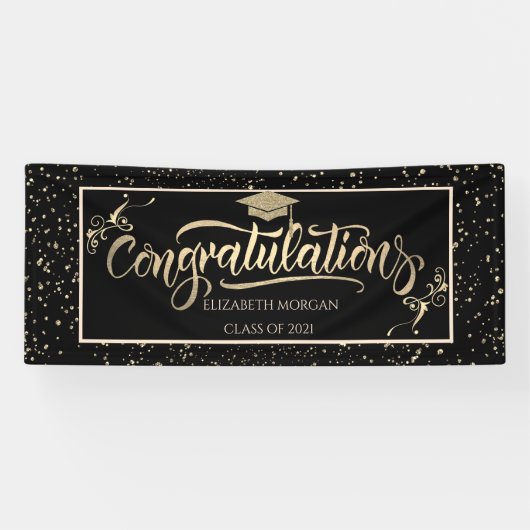 Banderoles Casquette diplômé de la Parties scintillant d'or F (Horizontal)