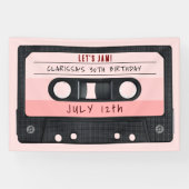 Banderoles Cassette Bande rose Retro Anniversaire (Horizontal)