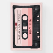 Banderoles Cassette Bande rose Retro Anniversaire (Verticale)