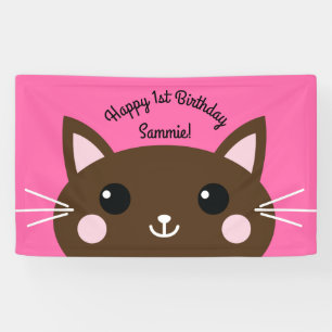 Banderoles Cat Cute Kitty Colorée 1er Anniversaire Thème de f