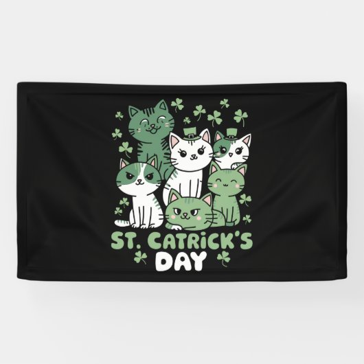 Banderoles Cat St Patrick's Day Funny Catrick's Day (Horizontal)