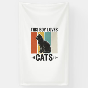 Banderoles Ce garçon aime les chats Design Rétro pour amateur