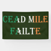 Banderoles Cead Mile Failte superposé sur le drapeau irlandai (Horizontal)