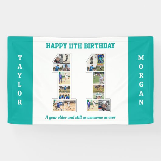 Banderoles Célébration d'anniversaire de 11 ans Nombre 11 Col (Horizontal)