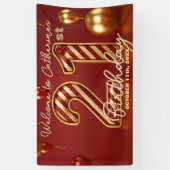 Banderoles Célébration de 21 ans élégante rouge et or (Vertical)