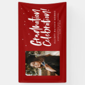 Banderoles Célébration de la graduation rouge handlettré dipl (Vertical)