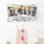 Banderoles Célébration de la vie Marbre noir blanc Trois phot (En situation)