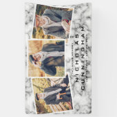 Banderoles Célébration de la vie Marbre noir blanc Trois phot (Vertical)