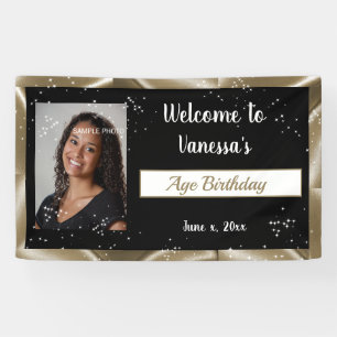 Banderoles Célébration de l'Anniversaire Satin d'or, étincell