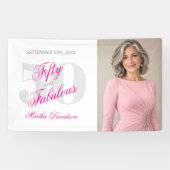 Banderoles Célébration de script rose Fabuleux Fifty (Horizontal)