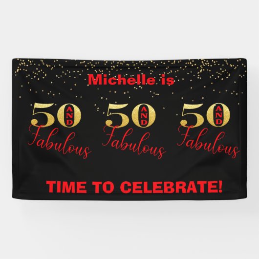 Banderoles Célébrez 50 Et Fabuleux Anniversaire De L'Or Rouge (Horizontal)