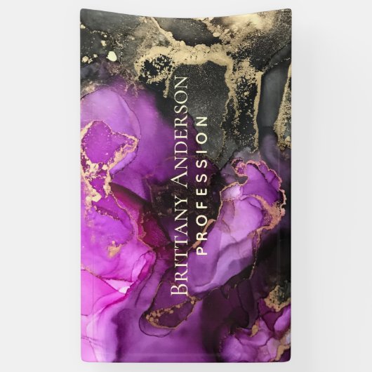 Banderoles Celestial Noir Violet Or Abstrait (Vertical)