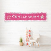 Banderoles "CENTENARIAN" 100e anniversaire Motif rose/blanc (En situation)