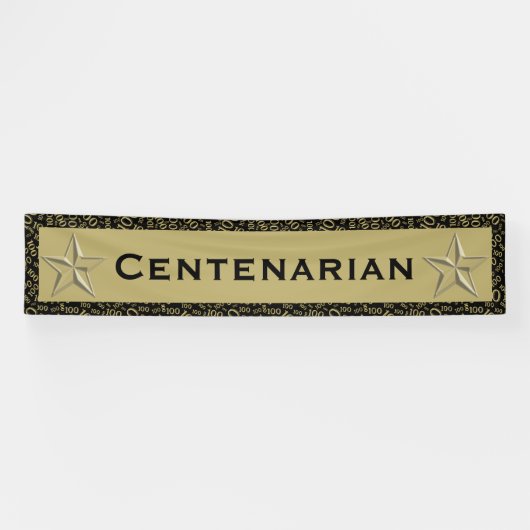Banderoles "CENTENARIAN" 100e anniversaire Noir / Or Numéro  (Horizontal)
