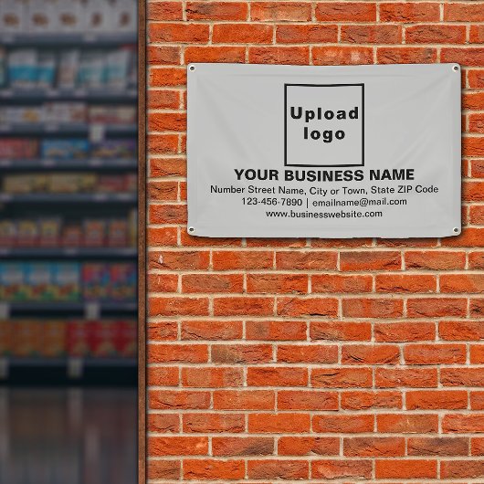Banderoles Center Aligned Business Brand on Gray Rectangle