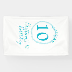 Banderoles Cercle turquoise. Parties scintillant ronde 10e an