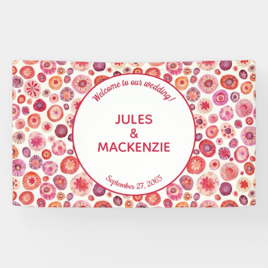 Banderoles Cercles d'aquarelle rose Abstrait (Horizontal)