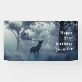 Banderoles Cerf avec Antlers dans une forêt ombragée Annivers (Horizontal)