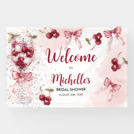 Banderoles Cerise sur le dessus du cocktail Bow Summer Bridal (Horizontal)