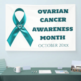 Banderoles Cervical cancer teal ribbon ovarian awareness
