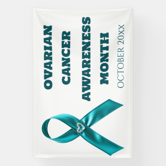 Banderoles Cervical cancer teal ribbon ovarian awareness (Verticale)