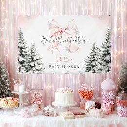 Banderoles C'est Froid Dehors Fête de Bébé à l'Arc Rose