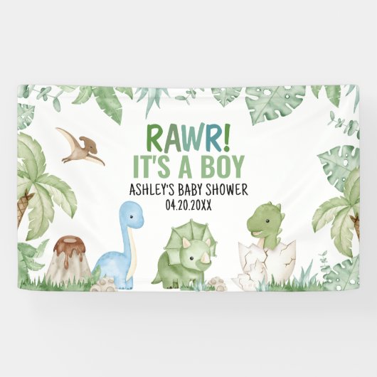 Banderoles C'est un Baby shower de dinosaures (Horizontal)