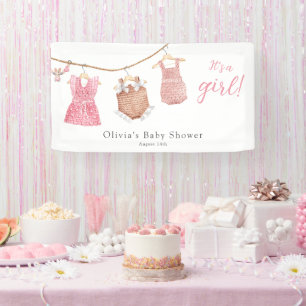 Banderoles C'est un Baby shower rose fille