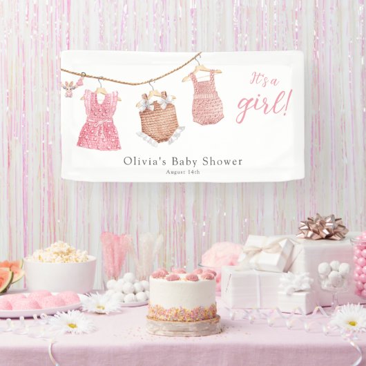 Banderoles C'est un Baby shower rose fille (Fête)