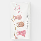 Banderoles C'est un Baby shower rose fille (Verticale)