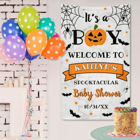 Banderoles "C'est un garçon" Citrouille Baby shower d'Hallowe