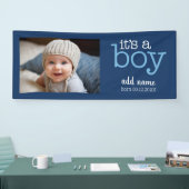 Banderoles C'est un garçon - Photo Moderne, Whimsical White T (Salon professionnel)